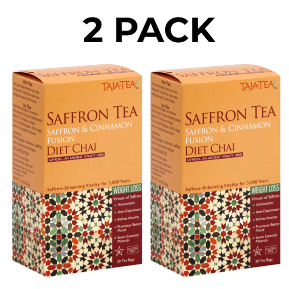 TajaTea Saffron & Cinnamon Fusion Diet Chai Weight Loss 2 Pack 20 Count