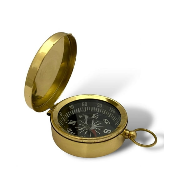Tajdaar Handicrafts Pocket Compass with Lid, Gold, 1 Count