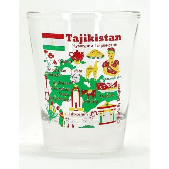 Tajikistan Landmarks and Icons Collage Shot Glass