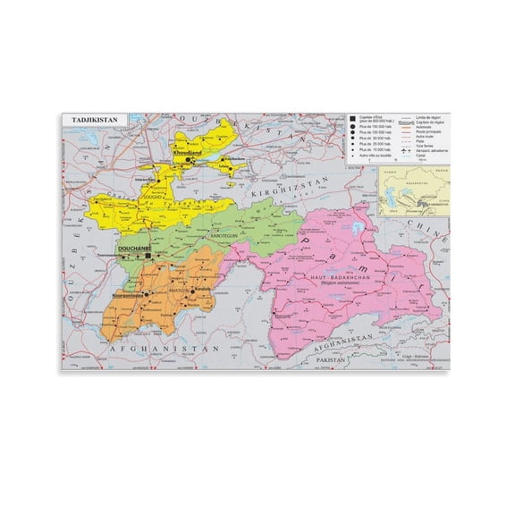 Tajikistan Map Posters Art Poster Canvas Painting Decor Wall Print Photo Gifts Home Modern Decorative Posters 12x18inch(30x45cm)