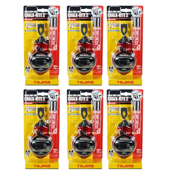 Tajima CR201R-PR Chalk-Rite II Extra Bold 1 mm Snap Line with Red Dye (6 Pack)