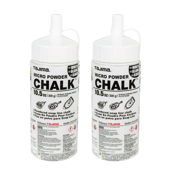 Tajima PLC2-W300 Micro Chalk Ultra-Fine Chalk 300g / 10.5 oz. Easy-fill Nozzle - White (2 Pack)