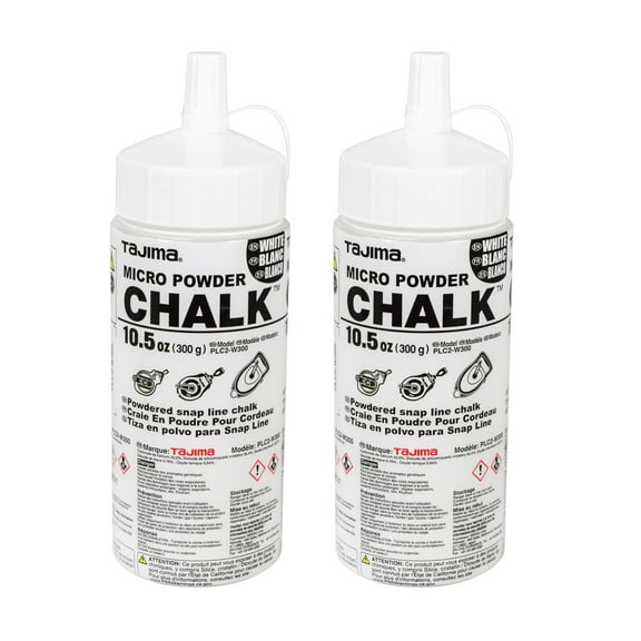 Tajima PLC2-W300 Micro Chalk Ultra-Fine Chalk 300g / 10.5 oz. Easy-fill Nozzle - White (2 Pack)