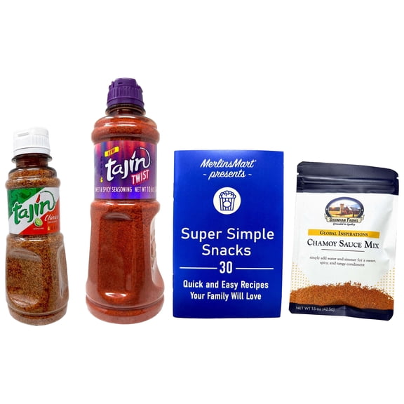 Tajin Chili Lime and Sweet and Spicy Twist Seasoning 2 Pack with Shawhan Farms Chamoy Mix, MerlinsMart Zine