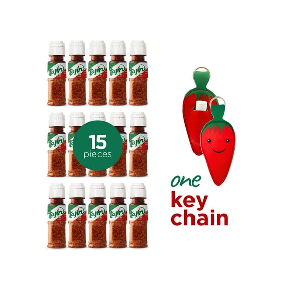 Tajin Mini Bottles Chili Lime Seasoning Mexican Spice with 1 Keychain 15 Count 10g
