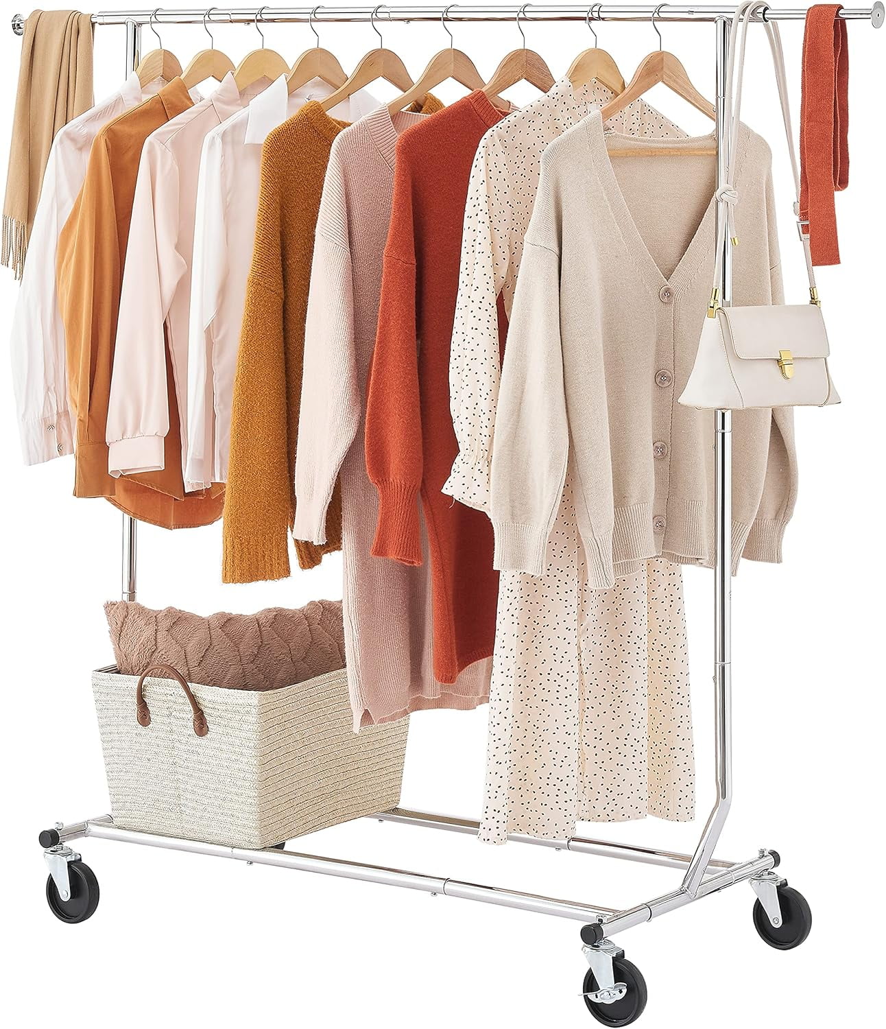 Tajsoon Clothing Rack Heavy Duty Clothes Racks Foldable Garment Rack ...