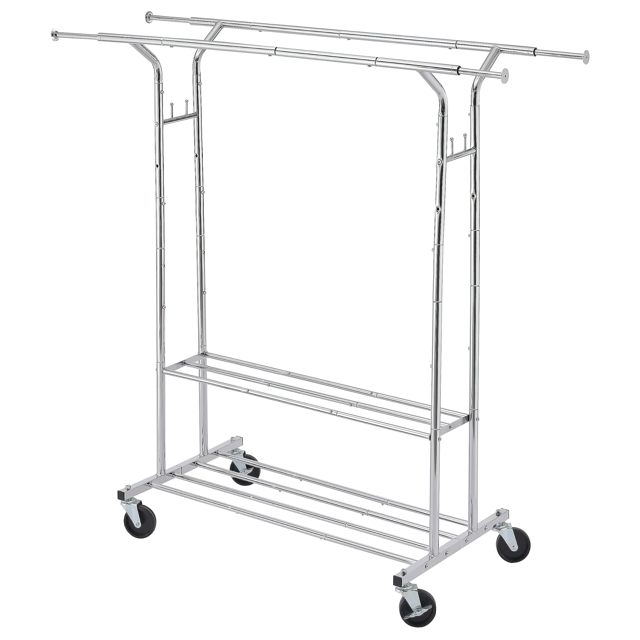 Tajsoon Heavy Duty Clothing EC36 Rack Extensible Double Rod 2 Shelves ...
