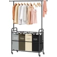 thumbnail image 1 of Laundry Sorter Cart with Hanging Clothes Rack, 4 Butler Sorter Basket Organizer, Laundry Hamper Cart with Heavy Duty Rolling Lockable Wheels, 4 Colors, 1 of 14
