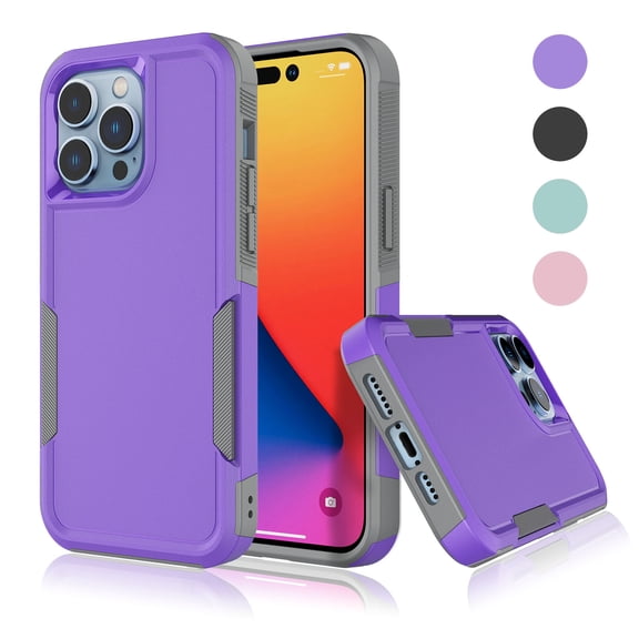 TakFox For Apple iPhone 14/14 Pro/14 Plus/14 Pro Max Case,Full Body Heavy Duty Shockproof Hybrid Dual Layer Rubber Drop Protection Rugged Cover,Purple