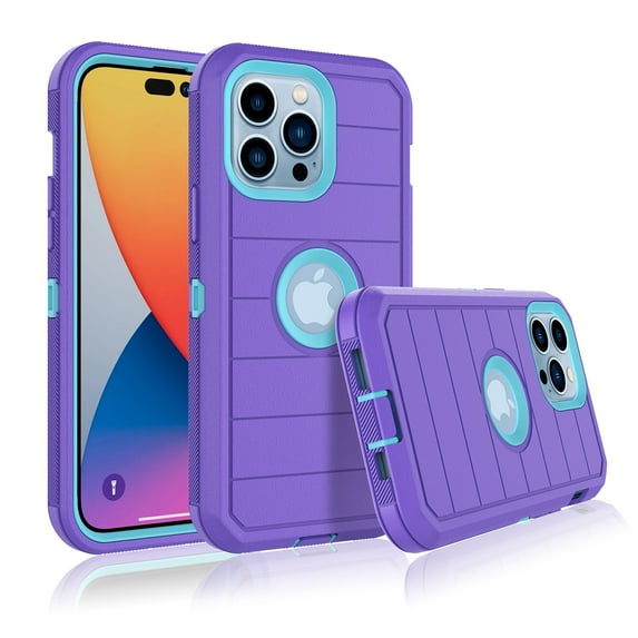 TakFox Case For Apple iPhone 14/14 Pro/14 Plus/14 Pro Max,Full-Body Shockproof Protection Heavy Duty Armor Shock Absorption Rubber Rugged Bumper Cover,Purple