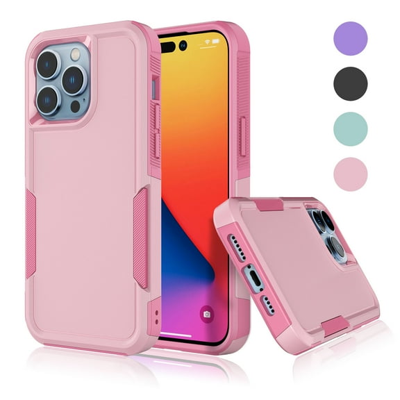 TakFox For Apple iPhone 14/14 Pro/14 Plus/14 Pro Max Case,Full Body Heavy Duty Shockproof Hybrid Dual Layer Rubber Drop Protection Rugged Cover,Pink