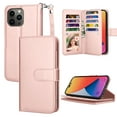 thumbnail image 1 of TakFox For Apple iPhone 14/14 Pro/14 Plus/14 Pro Max Wallet Case,Credit Card Holder Flip Cover [9 Card Slots] [Magnetic Closure] Folio Detachable Hard Case,Pink, 1 of 6