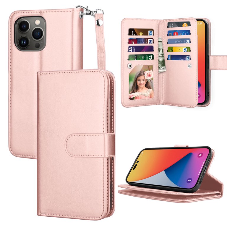 apple credit card sleeve Slim Smart Wallet with Find My APP RFID Blocking Minimalist Front Pocket Design Detachable Holder Made from durable microtwill TakFox For Apple iPhone 14/14