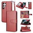 thumbnail image 1 of TakFox For Samsung Galaxy S22 Ultra Wallet Case,[9 Card Slots] PU Leather ID Credit Holder Folio Flip [Detachable] Kickstand Magnetic Phone Cover,Red, 1 of 7