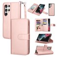 thumbnail image 1 of TakFox For Samsung Galaxy S22 Ultra Wallet Case,[9 Card Slots] PU Leather ID Credit Holder Folio Flip [Detachable] Kickstand Magnetic Phone Cover,Rose Gold, 1 of 7