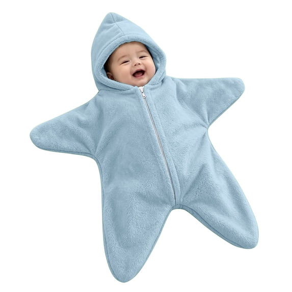 Takafot Baby Starfish Onesie, Thick Imitation Fleece Starfish Newborn Romper, Infant Footie Jumpsuit Winter Warm Outfits
