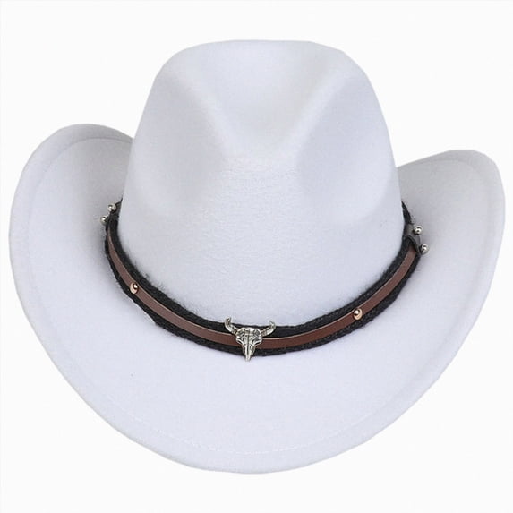 Takafot Toddler Baby Cowboy Hat Infant Western Cowgirl Hat Unisex for Boys Girls Kids Classic Ranch Cowboy Hat Outdoor Dress Up Cap 3-18Y ,White