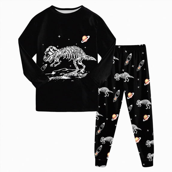 Takafot Toddler Boys Pajamas Monster Truck Cotton Kids Dinosaur 2 Piece Planets Pjs Sleepwear Clothes Sets 2-9 Years Boys Pajamas