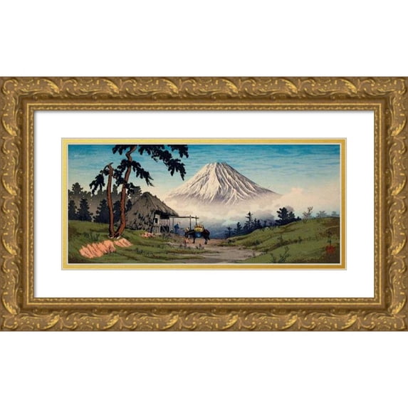Takahashi Hiroaki 18x10 Gold Ornate Wood Frame and Double Matted Museum Art Print Titled - Otome Pass, Hakone (circa 1932)