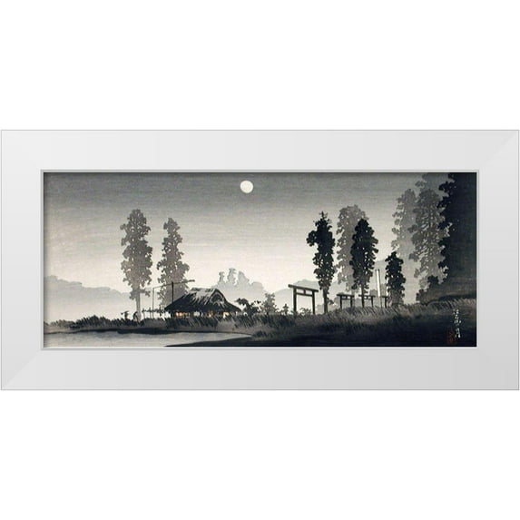 Takahashi, Hiroaki 24x12 White Modern Wood Framed Museum Art Print Titled - Moon at Egota-Tokyo