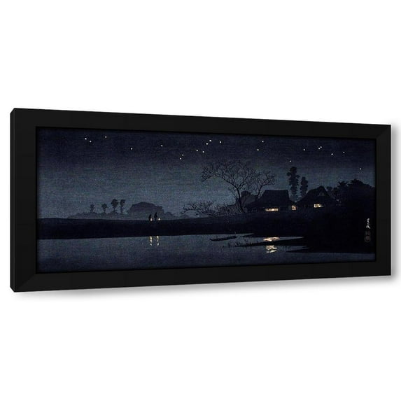 Hiroaki Takahashi 24x13 Black Modern Wood Framed Wall Art Titled - Starry Night