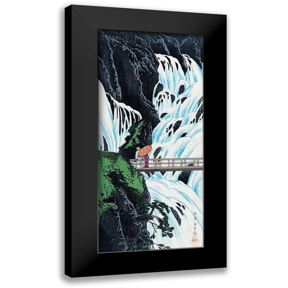Takahashi, Hiroaki 8x14 Black Modern Framed Museum Art Print Titled - Shiragumo Waterfall of Nikko