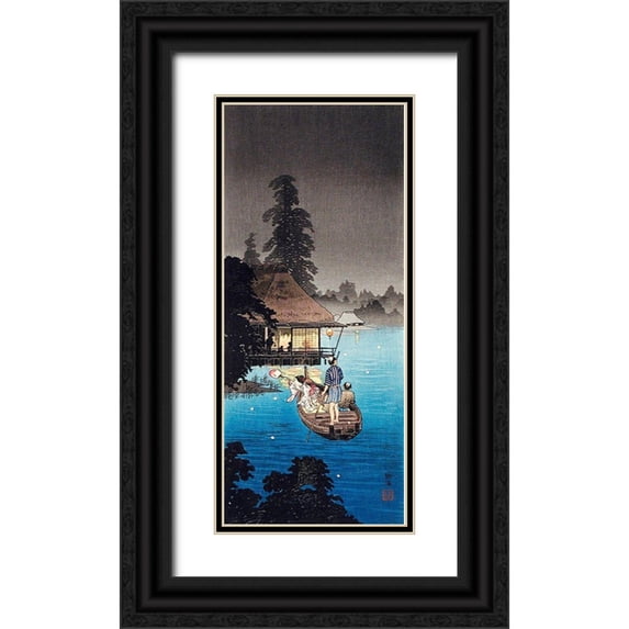 Takahashi, Hiroaki 8x14 Black Ornate Wood Framed with Double Matting Museum Art Print Titled - Enjoying Evening Cool