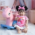 thumbnail image 1 of Takanini 24'' Newborn Baby Girl Dolls Black Skin Smile Face with Realisitc Silicone Limbs Filling with PP Cotton Birthday Gift for Children 3+ Years, 1 of 8