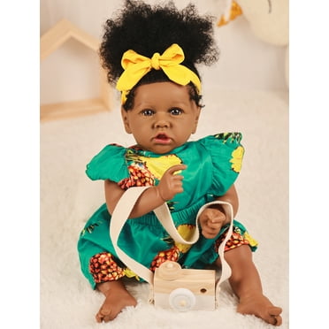 Takanini Reborn Baby Dolls African American Silicone Limbs Realistic Baby Doll with Soft Body Birthday Gift