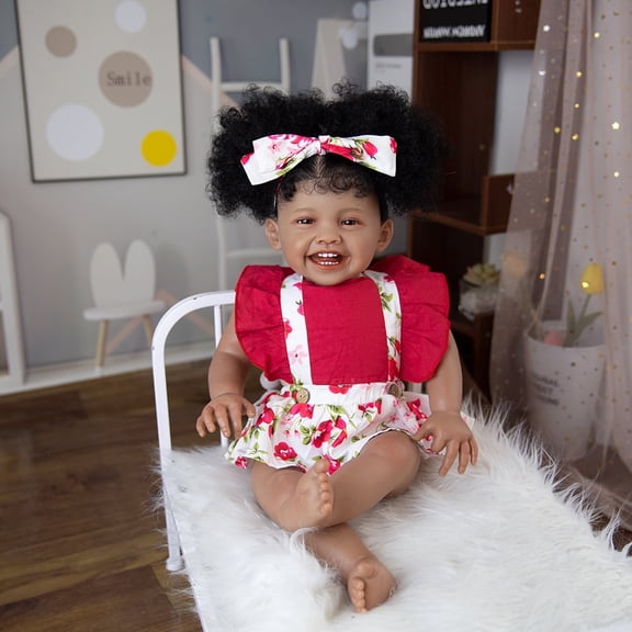 Takanini Reborn Baby Dolls 23'' Soft Body Black Skin Gift Sets for Toddlers