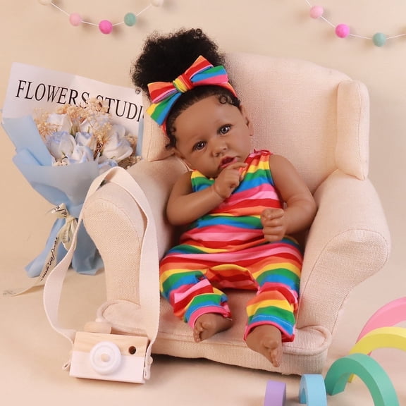 Takanini Reborn Baby Dolls African American Silicone Limbs Realistic Baby Doll with Soft Body Birthday Gift