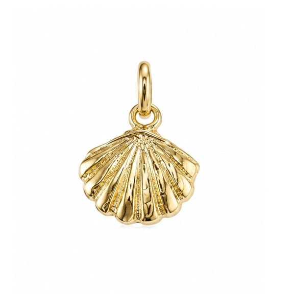 Takar 14k Yellow Gold Plated 925 Sterling Silver Seashell Pendant Necklace  Vermeil Nautical Charm with adjustable 18-20" Chain