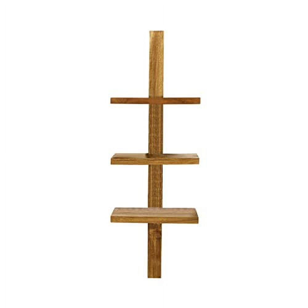 Takara Column Shelf, Natural Teak Decorative Wall Mounted Shelving Unit