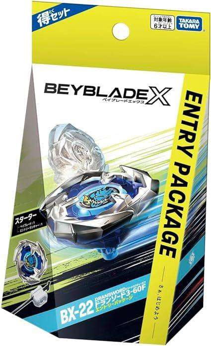 ハイレート青白天門スリーブ付き Dransword 3-60F Beyblade X Entry Package BX22 by Takara Tomy