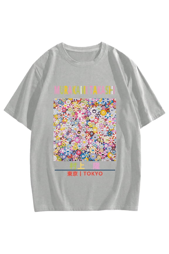 Takashi Murakami Colorful Sunflower Cotton casual T-shirt