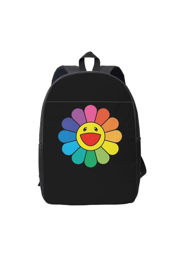Takashi Murakami Happy Flower Backpack Simple Lightweight Backpack Fashion Travel Backpack Laptop Backpack 17 Inch