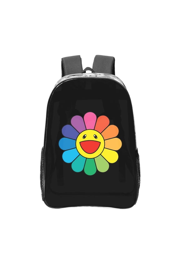 Takashi Murakami Happy Flower Transparent Backpack Fashion Travel Backpack Laptop Backpack 16 Inch