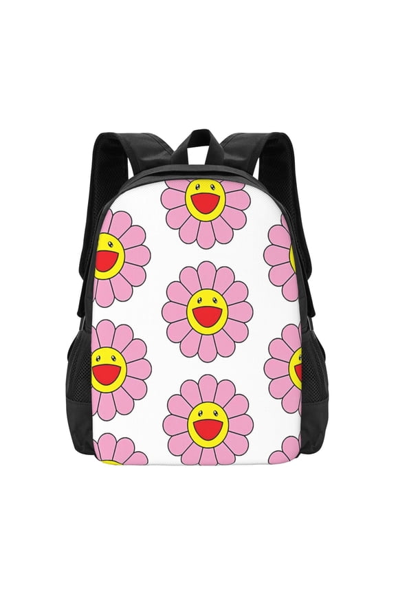 Takashi Murakami Pink Flower Backpack Fashion Travel Backpack Laptop Backpack 16 Inch Simple And Large Capacity