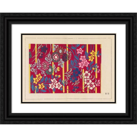 Takashima Chiharu 18x14 Black Ornate Wood Framed Double Matted Museum Art Print Titled - Kyuko Zufu, Pl.18 (1868-1912)