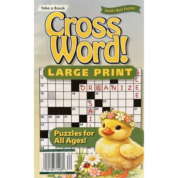 Take A Break Cross Word Puzzle Large Print Magazine Issue 62