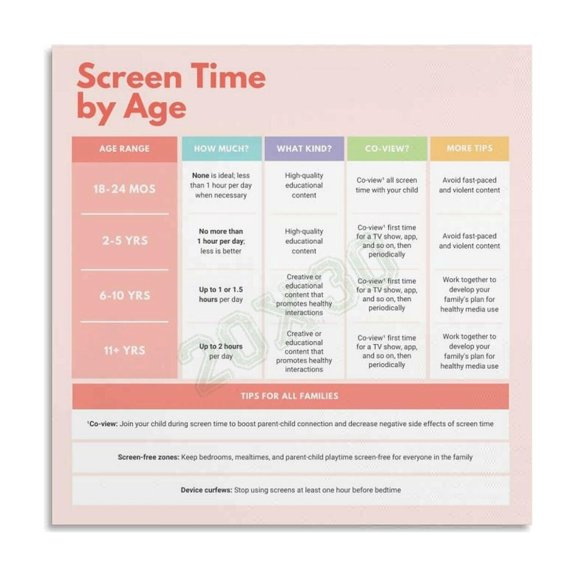 Take A Break Screen Time Recommendations by Age Poster Clinics Wall Art (1)(1) Canvas Painting Wall Art