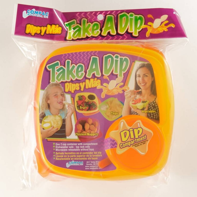 Take A Dip 2 the Side Food Storage Snack with Salad Dressing Container for  Lunch, Kids, Portion Control, On the Go - Orange-Yellow 