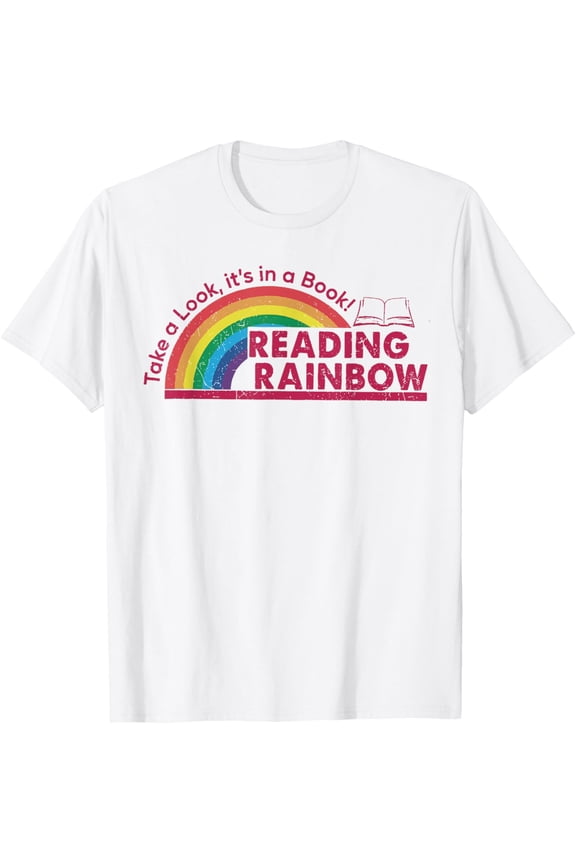 Take A Look it's In A Book Reading Book Vintage Rainbow T-Shirt men and women can wear, black, white, gifts