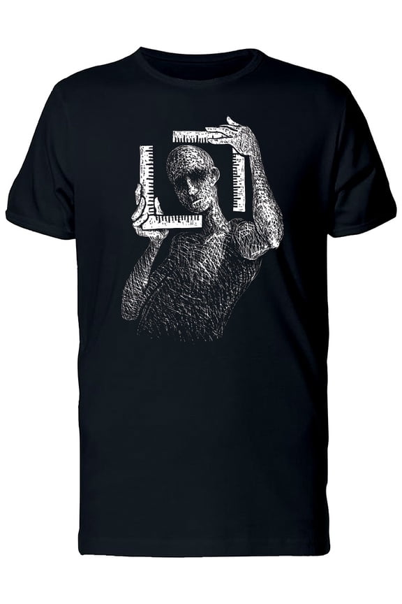 Take A Measurement Man Sketch T-Shirt Men -Image by Shutterstock, Male Small