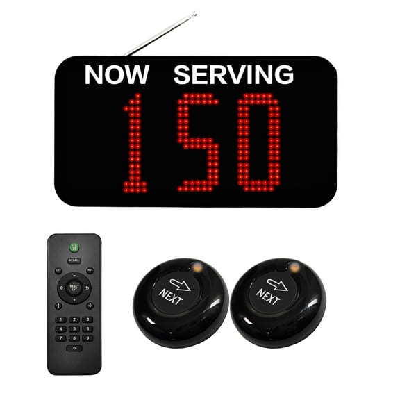 Take a Number System Now Serving Number Sign Simple Queue Management System with 3 Digits Display and NEXT Call Button for Customers Waiting