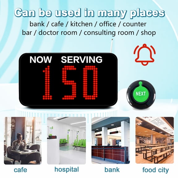 Take A Number System Number Calling System with 2 Digits Number Display and Next Call Button