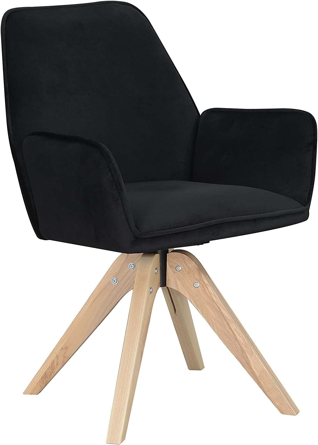 Mid-Century Miranda Swivel Accent Chair in Black Velvet