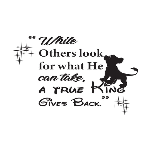 Take A True King Gives Back Inspirational Kids Room Quote Vinyl Wall Design Wall Art Sticker Designs Vinyl Stickers For Home House Walls Rooms Windows Bedroom Decoration Size (20x20 inch)