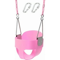 Take Me Away Pink Swing Seat - Heavy Duty High Back Full Bucket Toddler Swing Seat Chain Plastic Coated Baby Swing Outdoor - Playground Swing Set Accessories Replacement