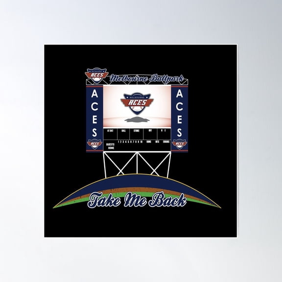 Take Me Back To Melbourne Ballpark Baseball Abl Vector Graphic Digital Art Illustration Poster Wall Art, Modern Wall Decor For Living Room Bedroom, 30x30 UNFRAMED